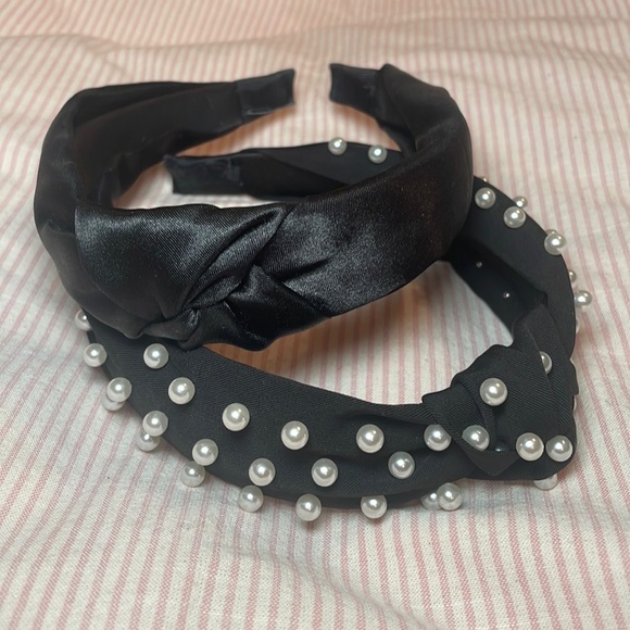 NEW Lot of 2 Headbands Satin & Pearl Knot - Picture 1 of 5